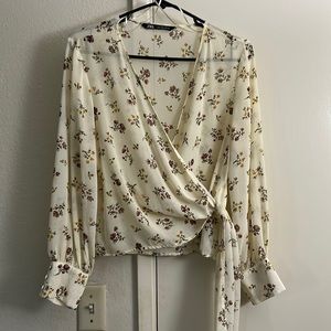 Zara flower sheer wrap top